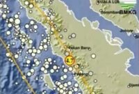Gempa hari ini dengan magnitudo 4,7 mengguncang Kabupaten Agam, Sumbar, Minggu (27/12/2025). (Foto: BMKG)