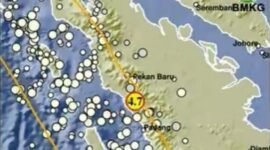 Gempa hari ini dengan magnitudo 4,7 mengguncang Kabupaten Agam, Sumbar, Minggu (27/12/2025). (Foto: BMKG)