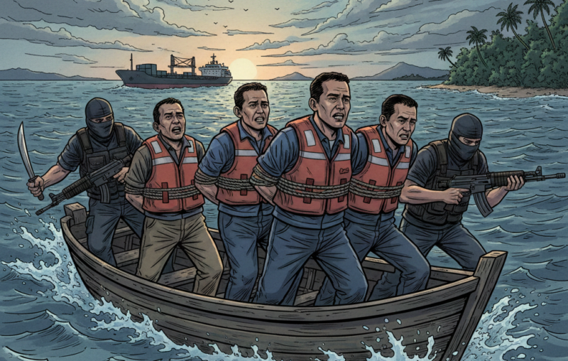 Ilustrasi AI : 4 ABK WNI Diculik Bajak Laut di Gabon