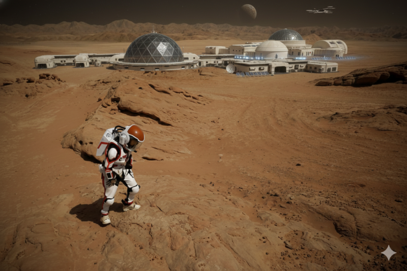 Ilustrasi persiapan roket Misi Mars 2026 : AI Image