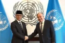 Menteri Luar Negeri RI Sugiono saat bertemu Sekretaris Jenderal PBB António Guterres di Markas Besar PBB, New York.
Sumber foto: Biro Pers Kementerian Luar Negeri RI / Kemlu RI