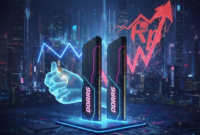 Ilustrasi konsep teknologi RAM DDR6 yang menampilkan visual futuristik peningkatan kecepatan dan bandwidth komputasi generasi berikutnya. Gambar ini merupakan visualisasi yang dibuat menggunakan kecerdasan buatan (AI) untuk tujuan ilustratif.