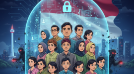Ilustrasi Kedaulatan Harga Mati! DPR RI Desak Perlindungan Total Data Warga dalam Arus Lintas Negara (foto AI)