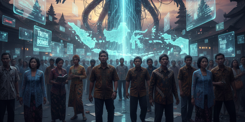 Ilustrasi Ketika Algoritma Lebih Berkuasa dari Nalar Publik (foto AI)