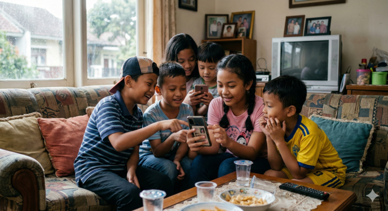 Ilustrasi Bye-bye Medsos Bebas! PP TUNAS Resmi Berlaku, Anak di Bawah 18 Tahun Kini Dibatasi Aksesnya (foto AI)