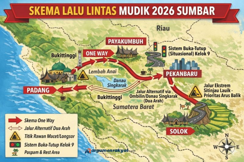 Ilustrasi Rekayasa Lalu Lintas One Way Disiapkan di Jalur Padang, Solok, Payakumbuh (FotoAI)