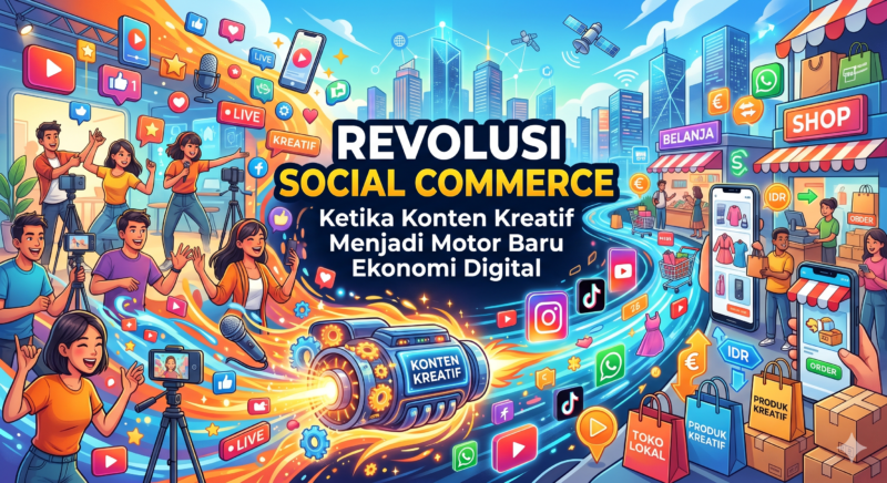 Ilustrasi Konten Kreatif Menjadi Motor Baru Ekonomi Digital Indonesia (Foto AI)