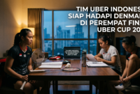 Ilustrasi TIM UBER INDONESIA SIAP HADAPI DENMARK DI PEREMPAT FINAL UBER CUP 2026(Foto AI)