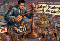 Ilustrasi Negara Makin Kuat, Pasar Makin Dikontrol: Rakyat Diuntungkan atau Dibatasi? (Foto AI)