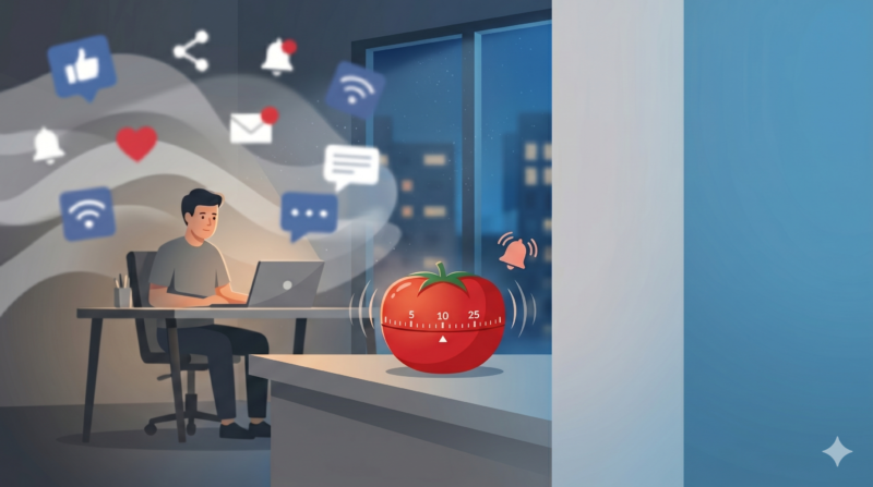 Ilustrasi Teknik Pomodoro: Alat Bantu Fokus, Bukan Solusi Ajaib di Era Digital (Foto AI)