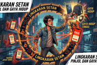 Ilustrasi Lingkaran Setan Pinjol dan Gaya Hidup: Menolak Tunduk pada Kemudahan Instan (Foto AI)