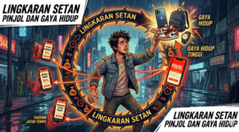 Ilustrasi Lingkaran Setan Pinjol dan Gaya Hidup: Menolak Tunduk pada Kemudahan Instan (Foto AI)