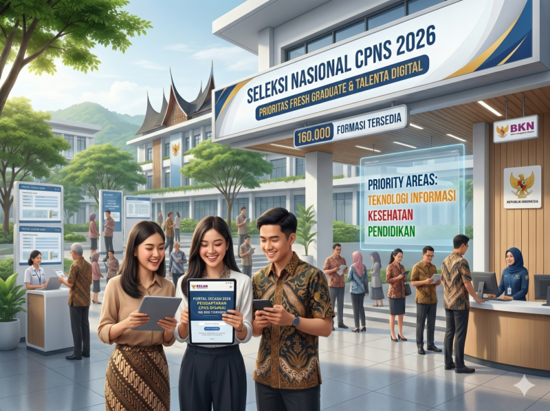 emerintah Isyaratkan 160 Ribu Formasi CPNS 2026, Fokus pada Talenta Digital dan Fresh Graduate (Foto AI)