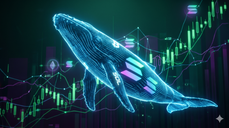 Aksi whale crypto serbu Solana memicu kenaikan harga 8% dalam 24 jam. (Foto AI)