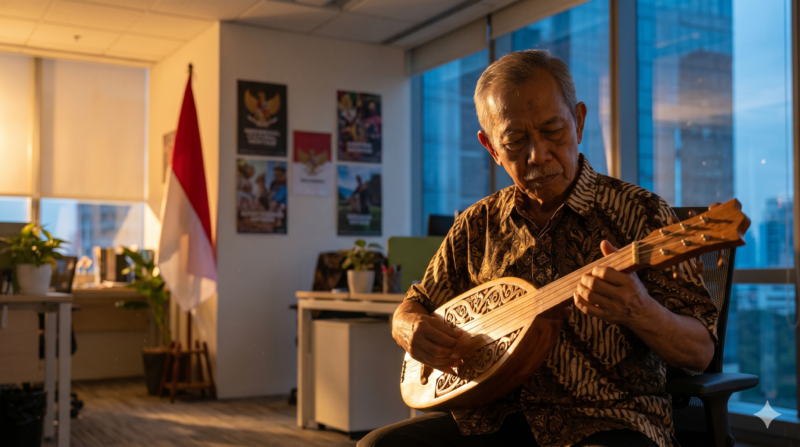 Ilustrasi Musik Panting sebagai Warisan Budaya di Jakarta, Cegah Klaim Pihak Asing. (Foto AI)