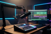 Pemanfaatan teknologi AI dan perangkat studio modern kini menjadi kunci efisiensi produksi bagi para kreator podcast independen.(Foto AI)