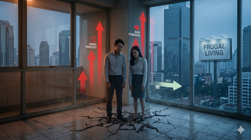 Ilustrasi Kelas Menengah Indonesia Terjepit, Anak Muda Beralih ke Gaya Hidup Super Hemat Ekstrem(Foto AI)