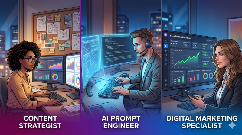 Ilustrasi 3 Profesi Digital Baru yang Paling Diburu Industri Kreatif Tahun Ini(Foto AI)
