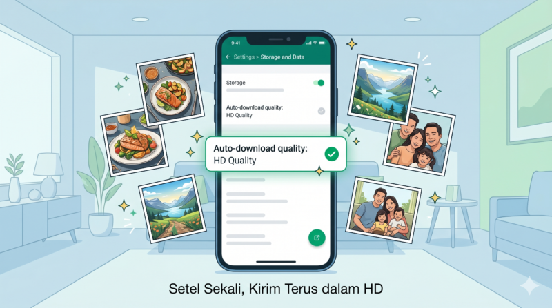 Ilustrasi WhatsApp Siapkan Fitur Kirim Foto Kualitas HD Secara Otomatis(Foto AI)