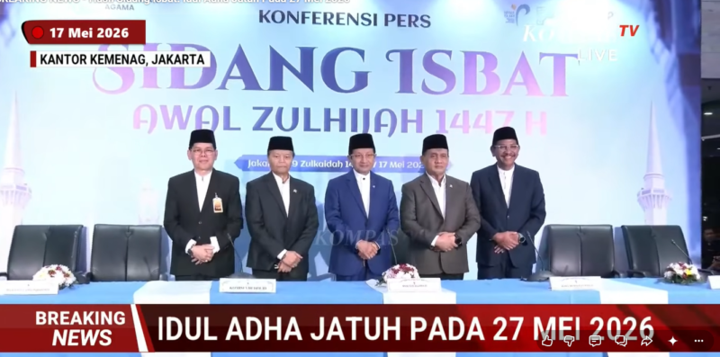 Pemerintah Resmi Tetapkan Idul Adha 1447 H Jatuh pada Rabu 27 Mei 2026. Source: Youtube/KompasTV