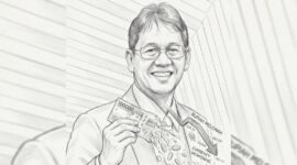 Ilustrasi: Pencil Sketch Art Purbaya Yudhi Sadewa Memegang Mata Uang Rupiah