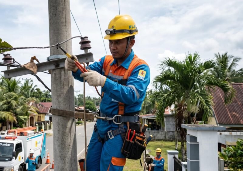 Ilustrasi: Petugas PLN tengah Bekerja