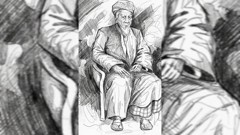 Lukisan Syekh Ibrahim Kumpulan ”Angguik Balinduang” dengan Gaya Pencil Sketch Art