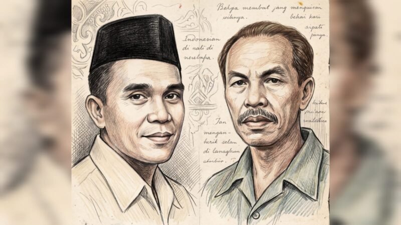 Dahlan Jambek dan Ismail Lengah, dengan gaya Colored Pencil Sketch Art
