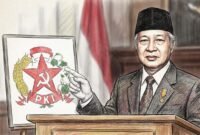 Soeharto, dengan gaya Colored Pencil Sketch Art