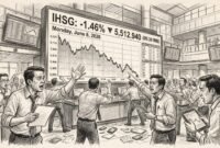 Ilustrasi: IHSG melemah dengan gaya sketch art pencil