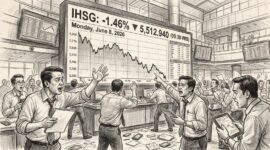 Ilustrasi: IHSG melemah dengan gaya sketch art pencil