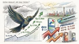 Ilustrasi: Rupiah menguat dan faktor- faktornya, dengan gaya Colored Pencil Sketch Art