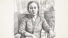 Mia Bustam, dengan gaya Pencil Sketch Art