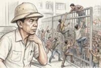 Sketch Art Colored "Tan Malaka sedang Melihat Aksi Massa"