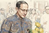 Sketch Art Colored "Nadiem Makarim dalam proses persidangan"