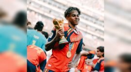 Foto: Lamine Yamal saat berhasil membawa Spanyol juara FIFA World Cup 2026 (Dok. Instagram @lamineyamal)