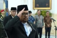 Foto: Muhammad Qodari saat dilantik menjadi Kepala Badan Komunikasi (Bakom) RI menggantikan Angga Raka Prabowo. (Sekretariat Presiden)