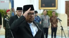 Foto: Muhammad Qodari saat dilantik menjadi Kepala Badan Komunikasi (Bakom) RI menggantikan Angga Raka Prabowo. (Sekretariat Presiden)