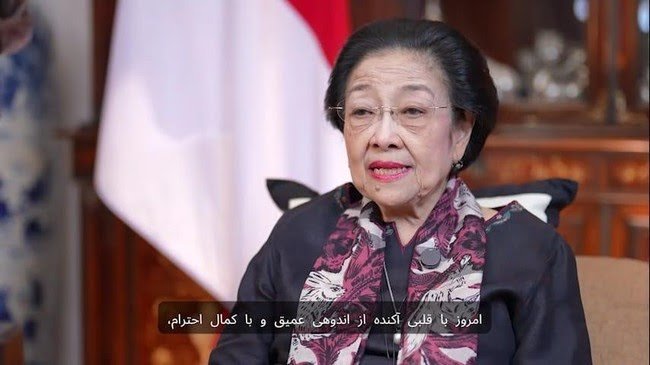 Tangkapan layar pernyataan belasungkawa Megawati untuk mendiang Khamenei saat disiarkan oleh media televisi Iran. (Dok. Istimewa)