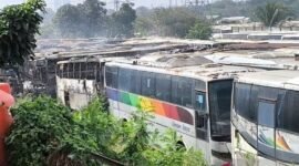 Kebakaran Pangkalan PO Bus Bekasi, 50 Bus Ludes Terbakar. (Foto: Dok. ANTARA)