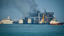 KMP Batumandi Tenggelam di Perairan Merak Usai Terbakar. (Foto: CNN Indonesia)