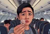 Alasan Jangan Pakai Lensa Kontak saat Naik Pesawat (Ilustrasi: AI Dimensia Creative)